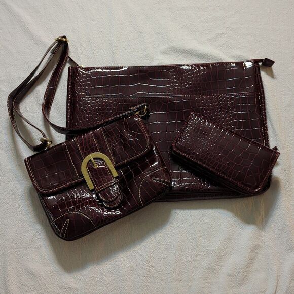 Women's Synthetic Leather Laptop Bag Set – Includes Matching Purse and Wallet - Picture 1 of 8